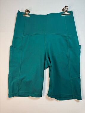 Xersion Teal High-Rise Bike Shorts with Side Pockets